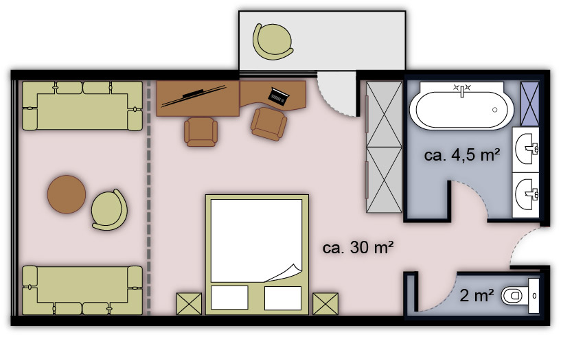 Doppelzimmer De Lux Zimmerskizze